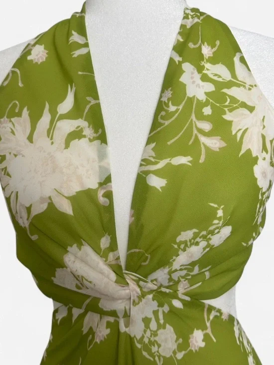 BRAND NEW - Vici Colllection Green Floral Halter Midi Dress - Size Medium - Picture 5 of 7